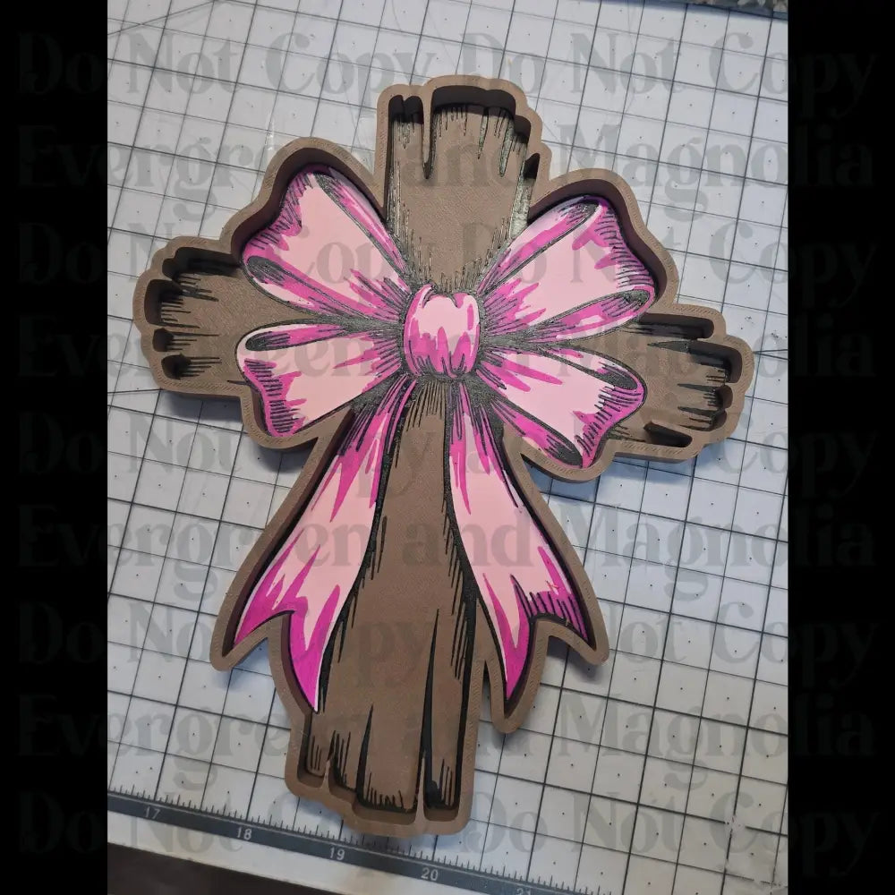 Pink Bow Cross Catch all Tray