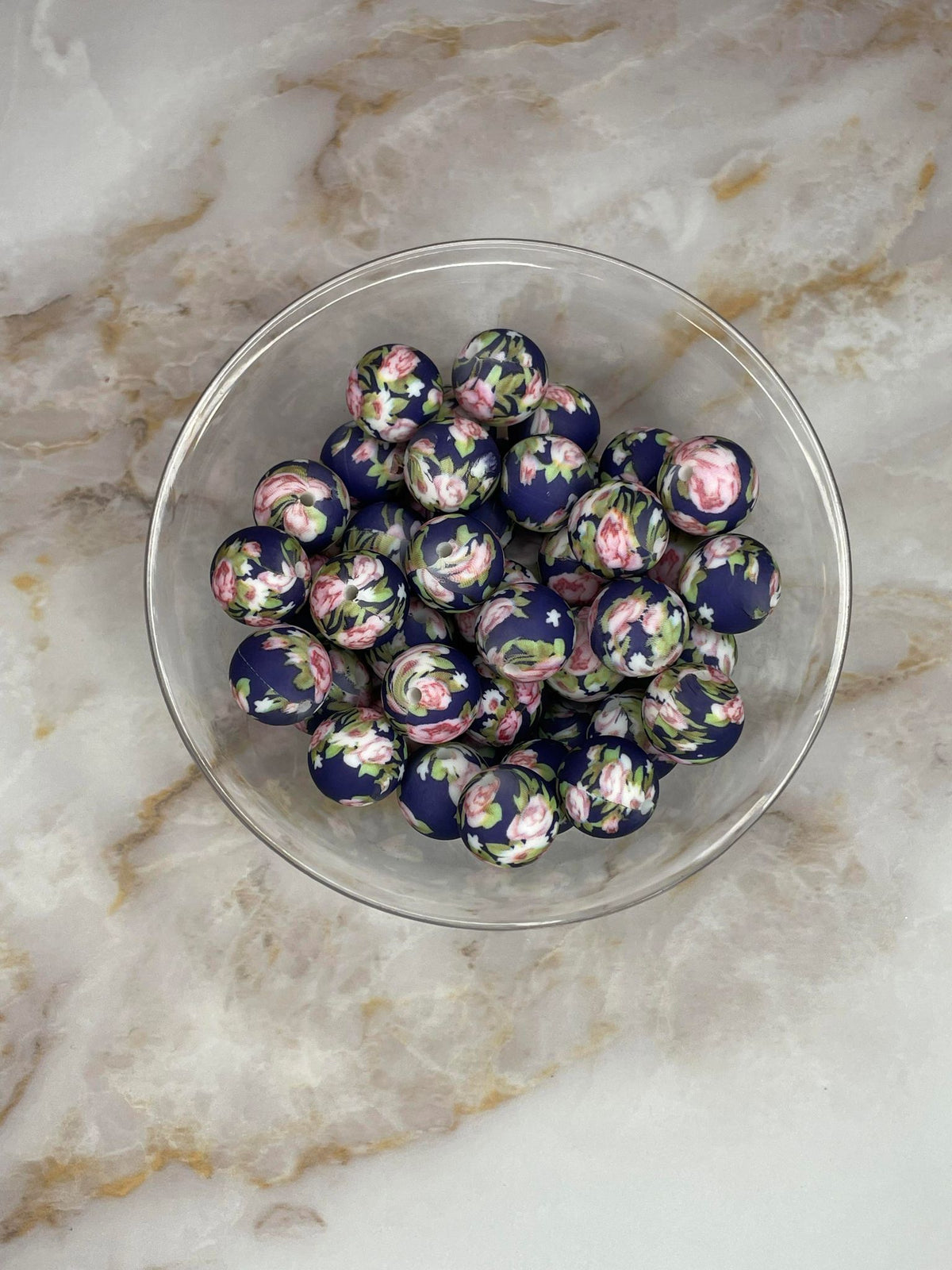 P306 VICTORIAN FLORAL NAVY 15MM PRINT (10ct)
