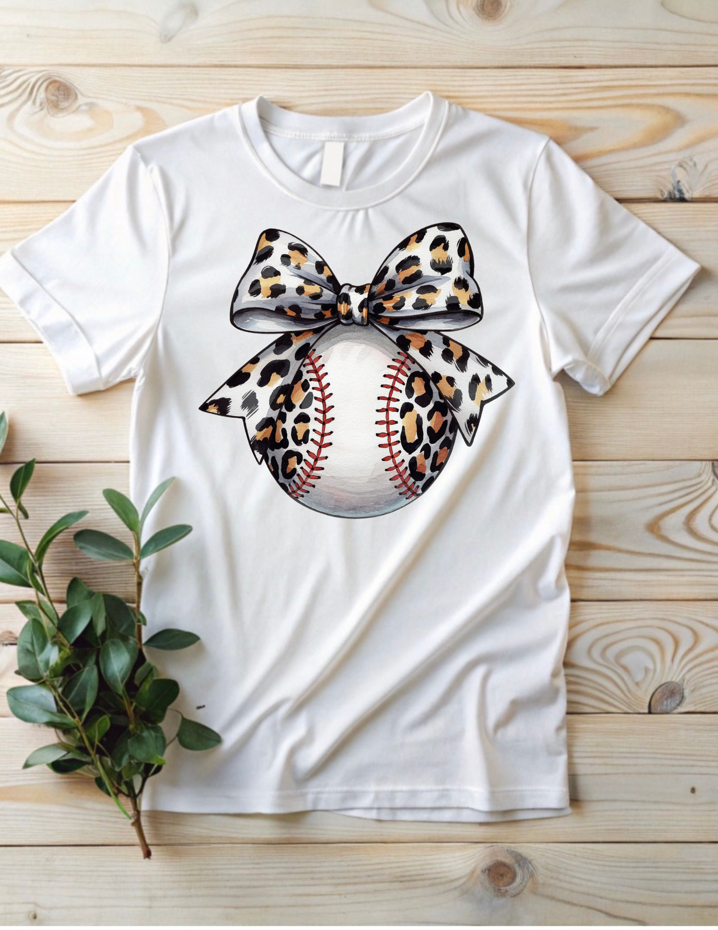 Light Leopard Baseball Bow DTF
