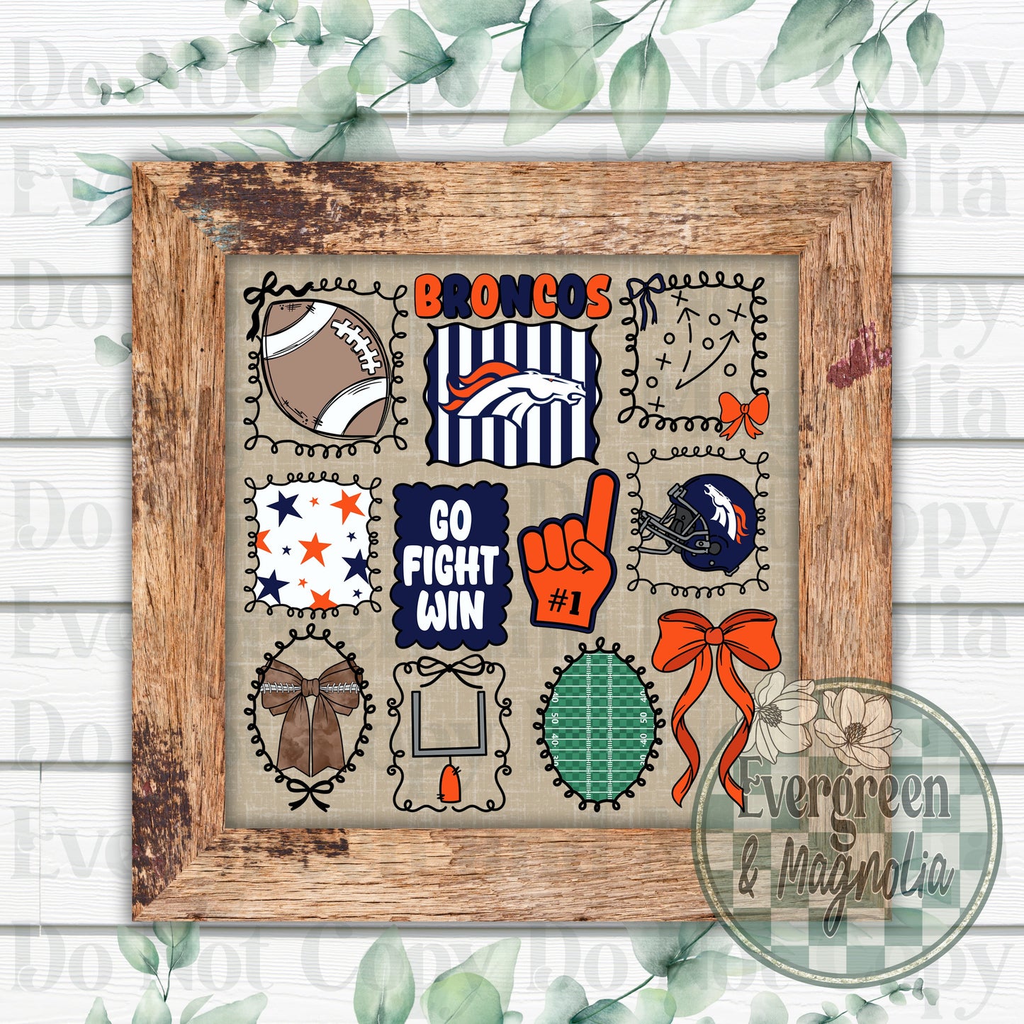 Broncos football coquette frame