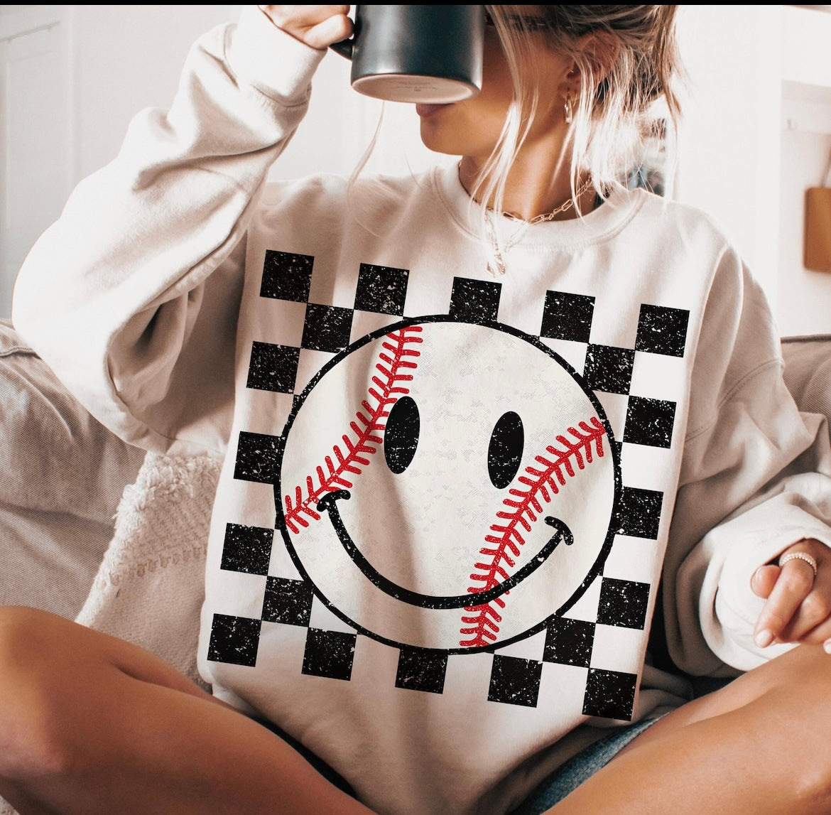 Baseball Smiley DTF
