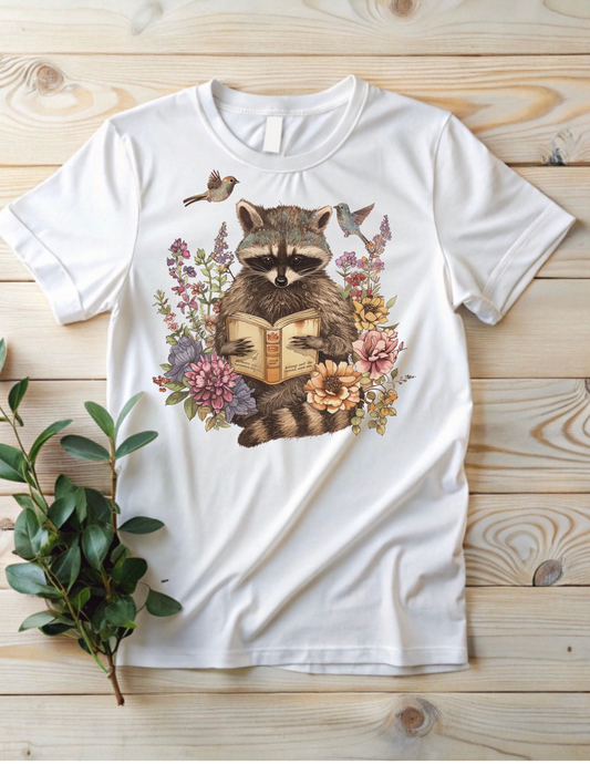 Raccoon Reading DTF
