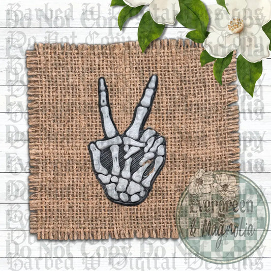 Skelly Peace Sign Charm