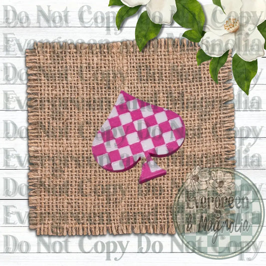 Pink Checkered Spade Charm