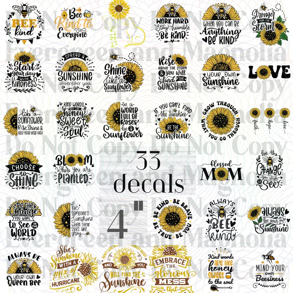 Sunflowers & Kindness Decal Bundle 3 or 4 inch