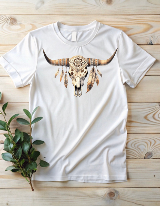 Feather Bull Skull