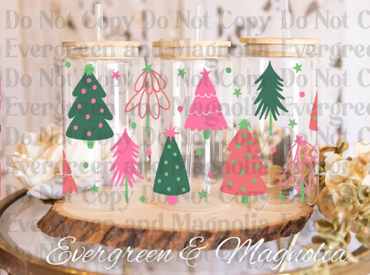 Christmas trees-green& Pink