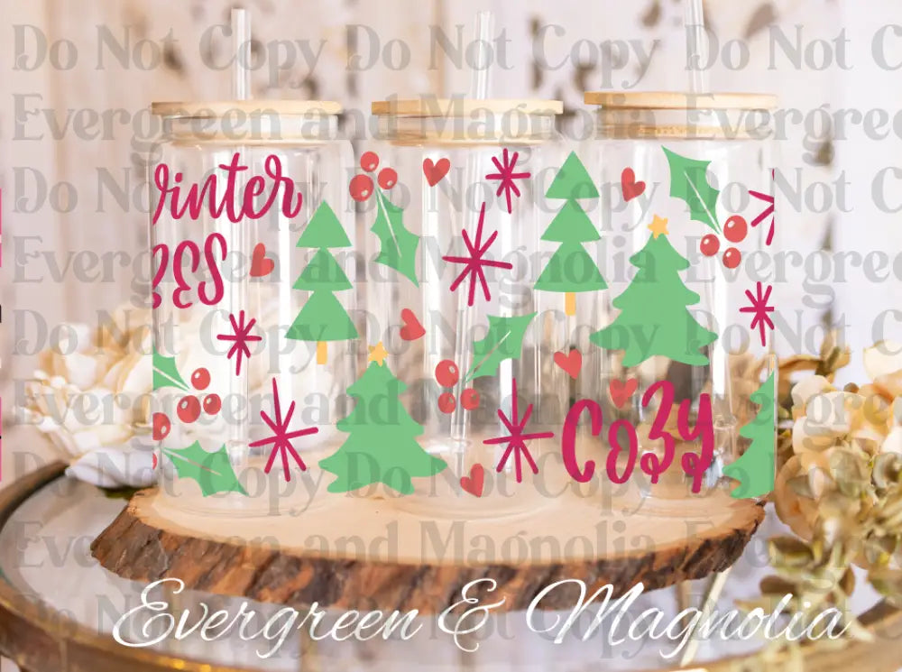 Cozy Winter Vibes  Green & Pink