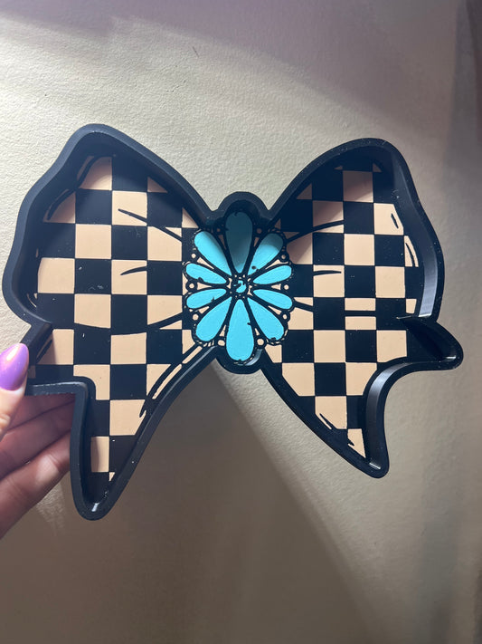 Tan Checkered Bow