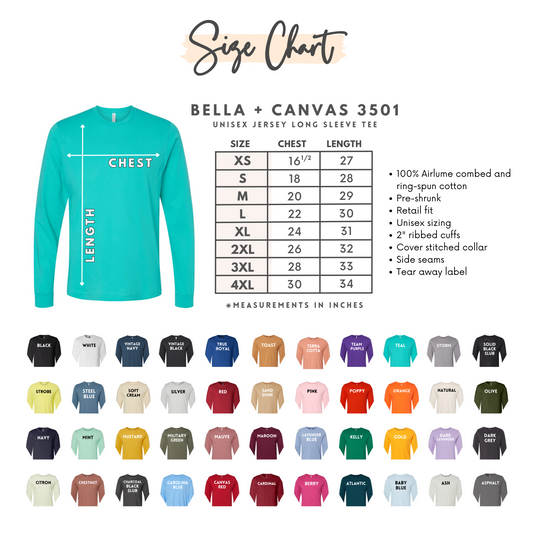 Bella Canvas Long Sleeve T-shirt (S-XL)