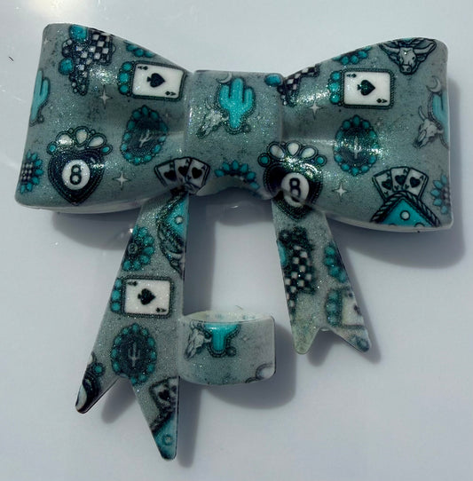 Western Turquoise Silicone Bow