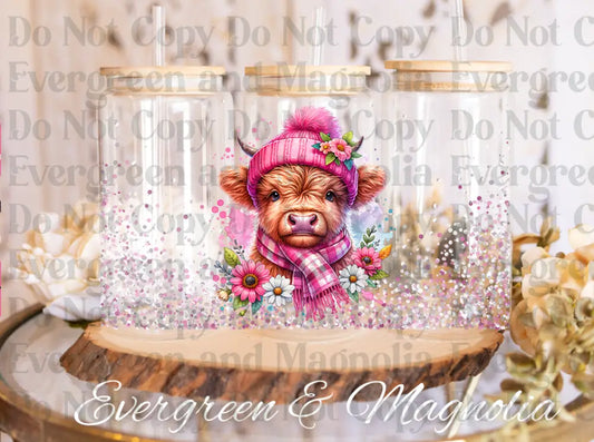 Pink Hat Highland Cow