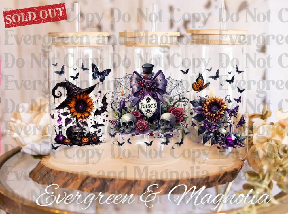 Poison, Witches, & Skulls Oh My! 16oz UvDTF Wrap Bundle