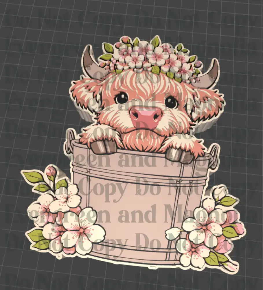 Highland Cow Floral 3D Set  | Farmhouse Desk Decor Set