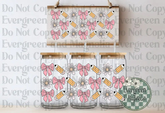 Teacher Pencil Pink Flowers