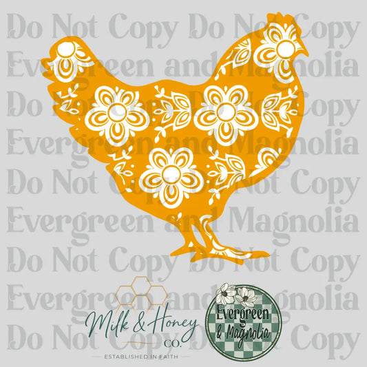 Floral Yellow Hen 3D Collection