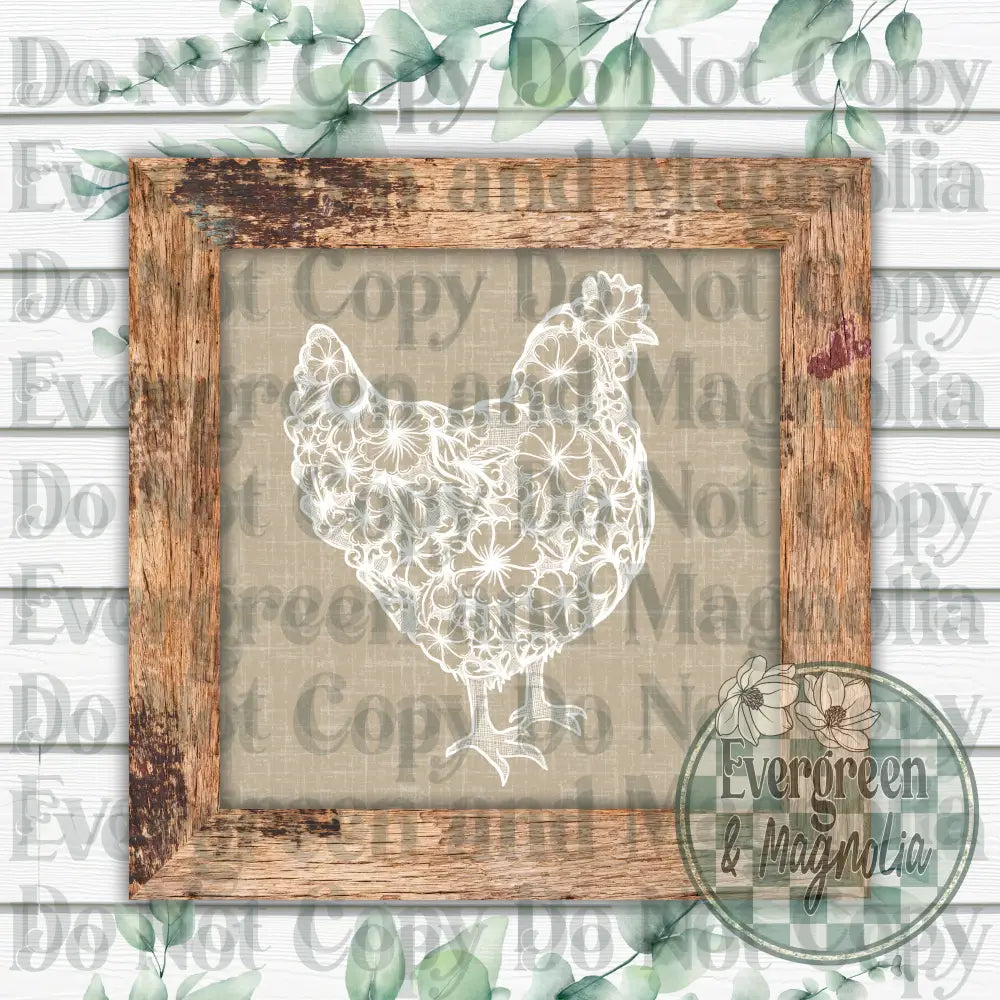 Tooled Leather Hen (white)