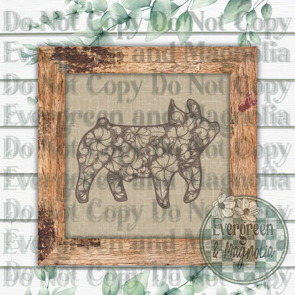 Tooled Leather Pig (light brown)