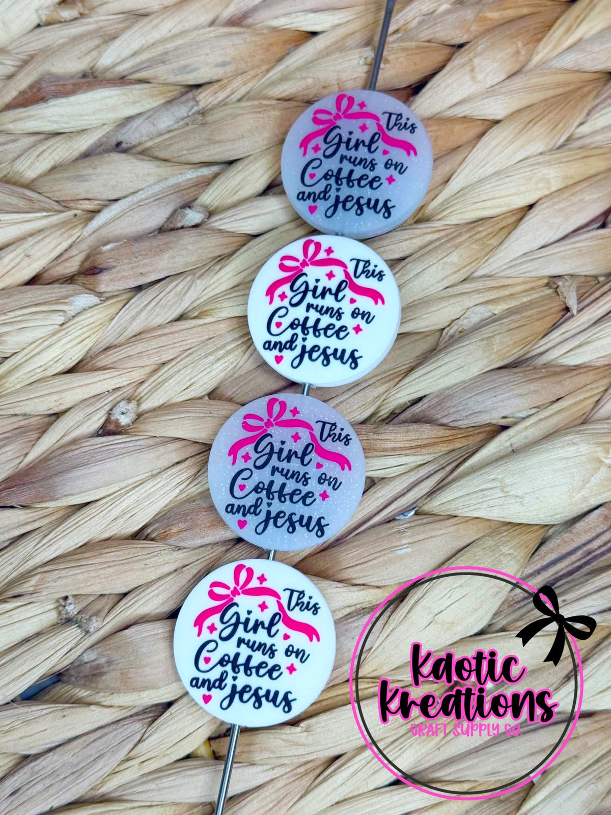 THIS GIRL RUNS ON COFFEE & JESUS SILICONE FOCAL (1ct)